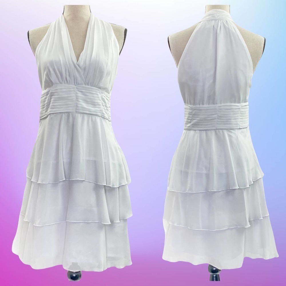 FELINE White Ruffled Halter Fit & Flare Dress - Picture 11 of 12